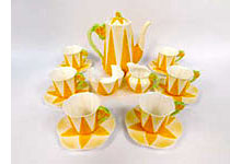 Yellow Dainty floral handled coffee set